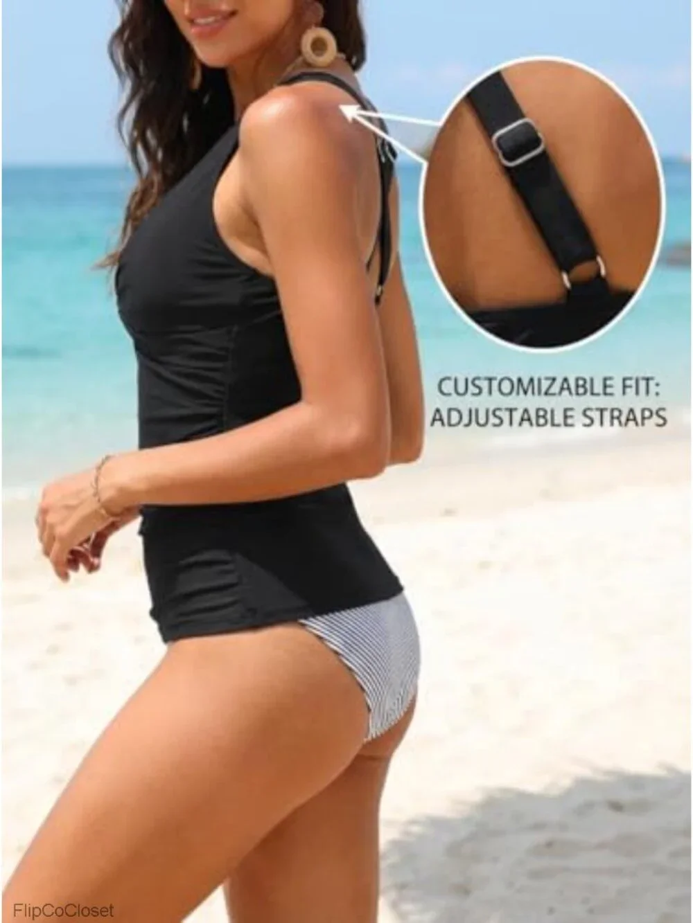 Underwire Tankini Top Tummy Control Twist Front Swimsuit Adjustable Straps